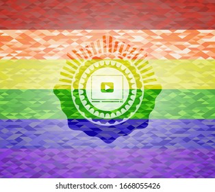 video player icon inside lgbt colors emblem 