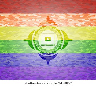video player icon inside lgbt colors emblem 