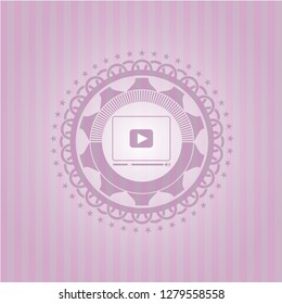 video player icon inside pink icon or emblem
