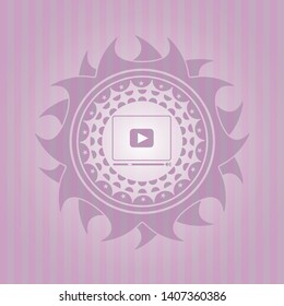 video player icon inside pink icon or emblem