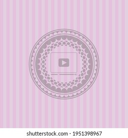 video player icon inside pink emblem. Vintage. Amazing desing. 