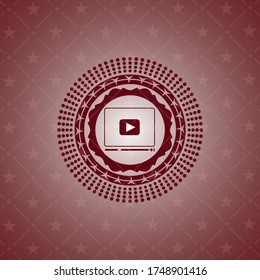 video player icon inside red emblem. Retro. 