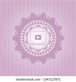 video player icon inside retro style pink emblem