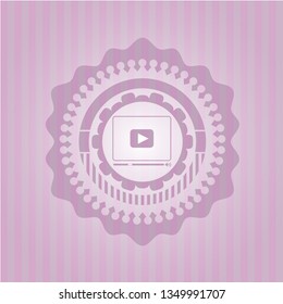 video player icon inside retro style pink emblem