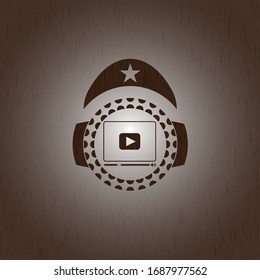 video player icon inside wooden signboards