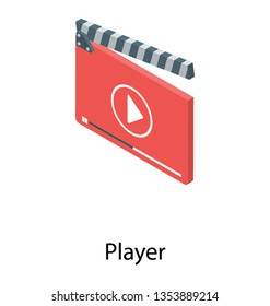 Video player icon in isometric design.