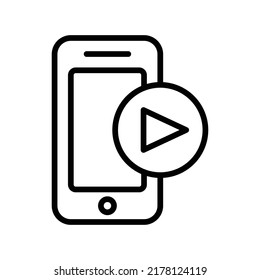 Video Player Icon. Line Art Style Design Isolated On White Background