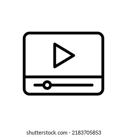 Video Player Icon. Line Art Style Design Isolated On White Background