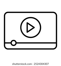 Video Player-Symbol im Linienstil mit bearbeitbarem Strich