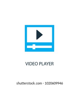 Video player icon. Logo element illustration. Video player symbol design from 2 colored collection. Simple Video player concept. Can be used in web and mobile.