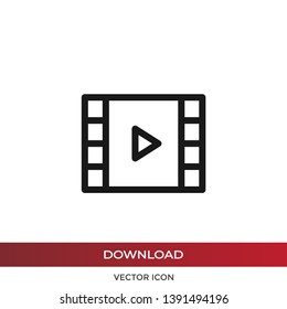 Video player icon in modern design style for web site and mobile app