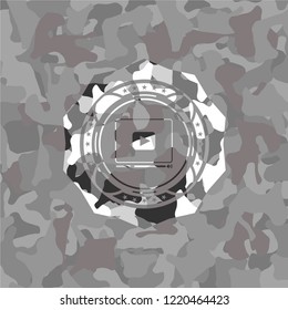 video player icon on grey camouflage texture