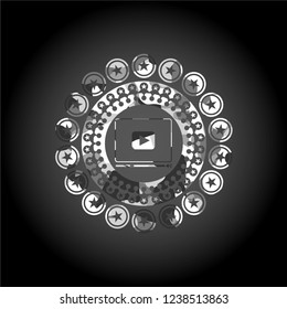 video player icon on grey camouflage pattern