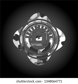 video player icon on grey camouflaged pattern