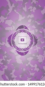 video player icon on pink camouflaged pattern