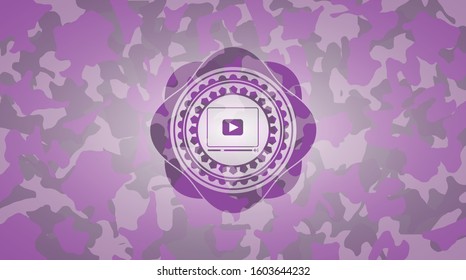 video player icon on pink camouflage texture