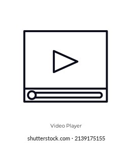 Icono del reproductor de vídeo. Diseño de icono de estilo de esquema aislado en fondo blanco