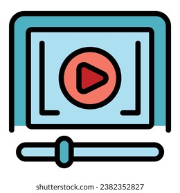 Video player icon outline vector. Library education. Movie film color flat