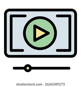 Ícone do reprodutor de vídeo. Contornar vídeo player ícone vetorial cor plana isolada