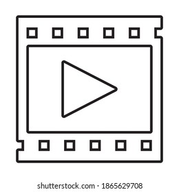 video player icon over white background, line style, vector illustration