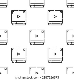 video player icon pattern. Seamless video player pattern on white background.
