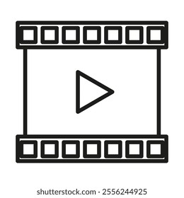 Video player icon. Play button graphic. Media vector symbol. Streaming content emblem.