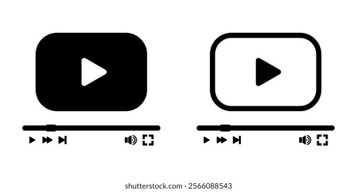 Video Player icon set. flat illustration of vector icon on white background