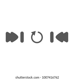 Video player icon set. Media player collection, simple grey and white web symbols for video formats and content. Vector flat style cartoon illustration.