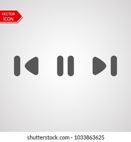 Video player icon set. Media player collection, simple grey and white web symbols for video formats and content. Vector flat style cartoon illustration.