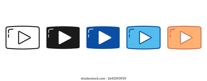 Video Player Icon Set Multiple Style Collection