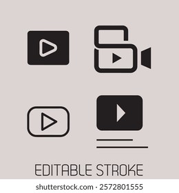 Video Player Icon set Vector Symbol Design Illustration