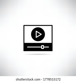 icono del reproductor de vídeo con sombra sobre fondo blanco