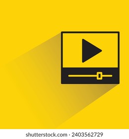 video player icon with shadow on yellow background