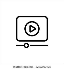 Video-Player-Symbol. Unterschrift für mobiles Konzept und Webdesign. Vektorgrafik auf weißem Hintergrund