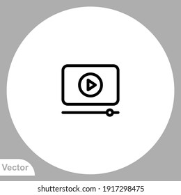 Vector de signo de icono del reproductor de vídeo. Símbolo, ilustración de logotipo para web y móvil.
