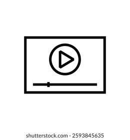 Video player icon, simple flat style, logo template sign symbol vector illustration pictogram, for ui or ux isolated on white for mobile app, editable