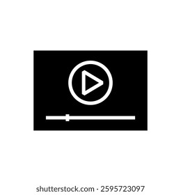 Video player icon, simple flat style, logo template sign symbol vector illustration pictogram, for ui or ux isolated on white for mobile app, editable