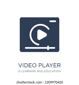 Video player icon. Trendy flat vector Video player icon on white background from E-learning and education collection, vector illustration can be use for web and mobile, eps10