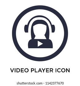 Video player icon vector isolated on white background for your web and mobile app design, Video player logo concept