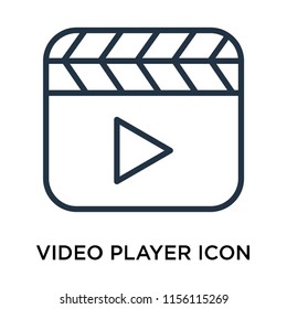 Video player icon vector isolated on white background, Video player transparent sign , thin pictogram or outline symbol design in linear style