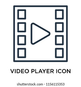 Video player icon vector isolated on white background, Video player transparent sign , thin pictogram or outline symbol design in linear style