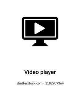 Video player icon vector isolated on white background, logo concept of Video player sign on transparent background, filled black symbol