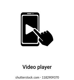 Video player icon vector isolated on white background, logo concept of Video player sign on transparent background, filled black symbol