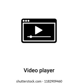 Video player icon vector isolated on white background, logo concept of Video player sign on transparent background, filled black symbol