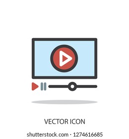 video player icon vector, linear sign