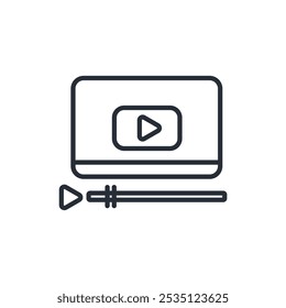 Video Icono del jugador. Vector. Trazo editable. Signo de estilo lineal para uso Diseño web, logotipo. Ilustración de símbolo.