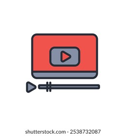 ícone do reprodutor de vídeo. vetor.Editável símbolo de estilo traço.linear para usar web design,ilustração logo.Symbol.