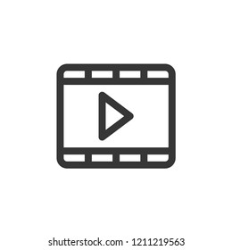Video player icon-movie player, play button simple line icon, linear pictogram