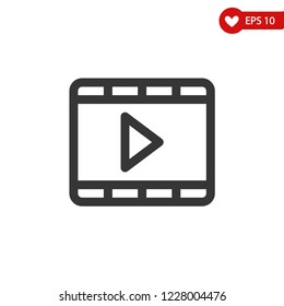 Video player icon-movie player, play button simple line icon, linear pictogram