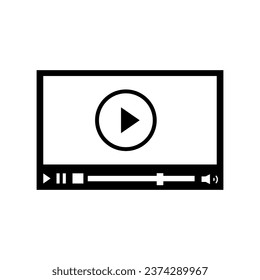 Icono de reproductor de vídeo.ilustración de estilo de moda plana vectorial sobre fondo blanco..eps
